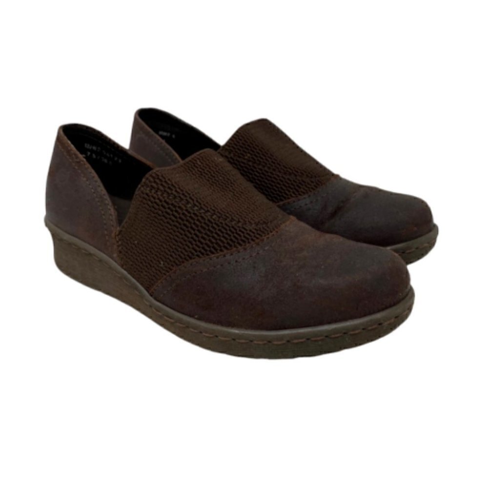 BOC Born Womens Loafers Shoes Brown Slip On Platform Wedge Heels Leather 7.5 M